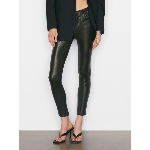 FRAME Le Skinny De Jeanne Leather Pant in Washed Black Size 29